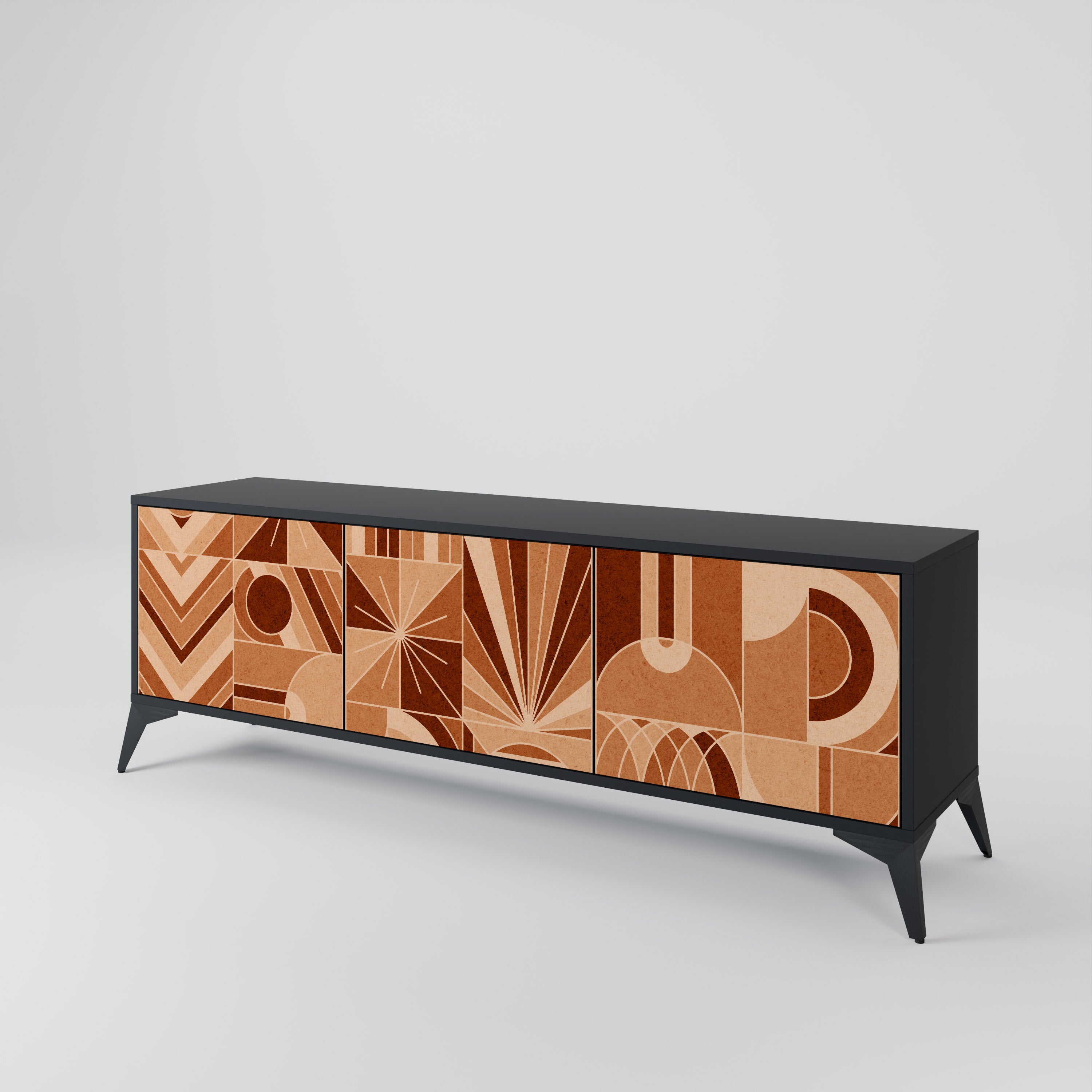 PRISM MOSAIC 3-Door TV Stand in Black Finish