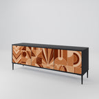 PRISM MOSAIC 3-Door TV Stand in Black Finish