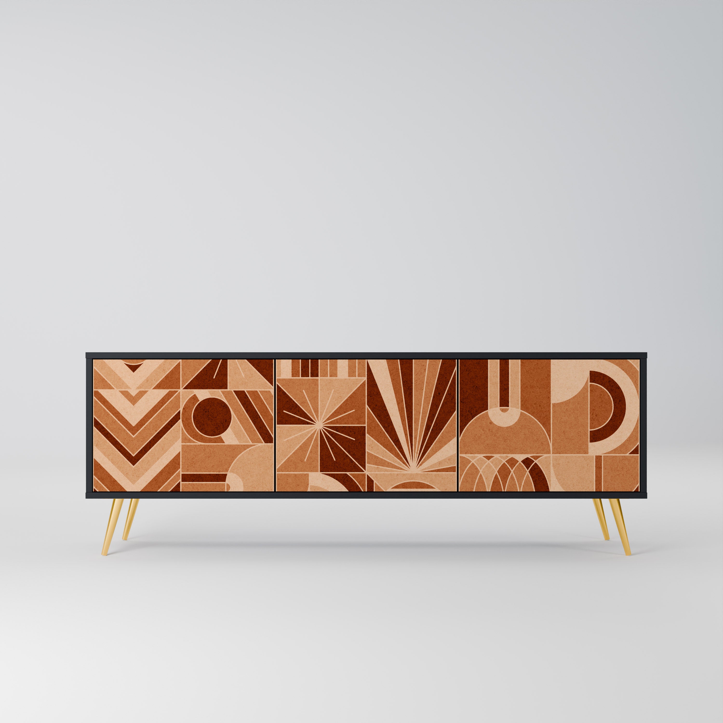 PRISM MOSAIC 3-Door TV Stand in Black Finish