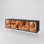 PRISM MOSAIC 3-Door TV Stand in Black Finish