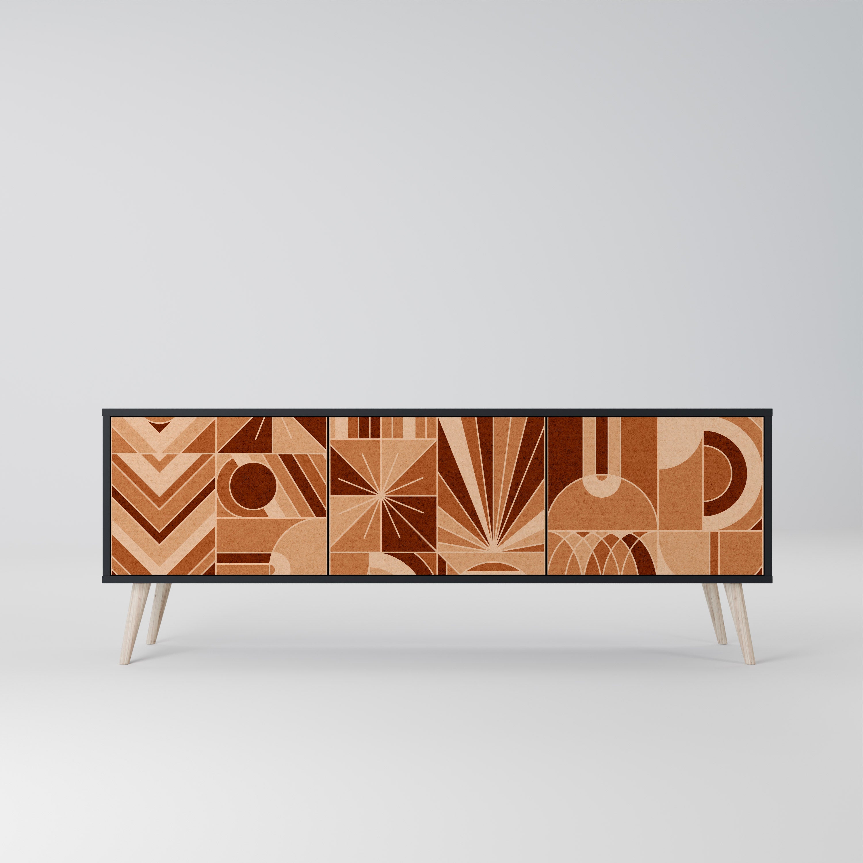 PRISM MOSAIC 3-Door TV Stand in Black Finish