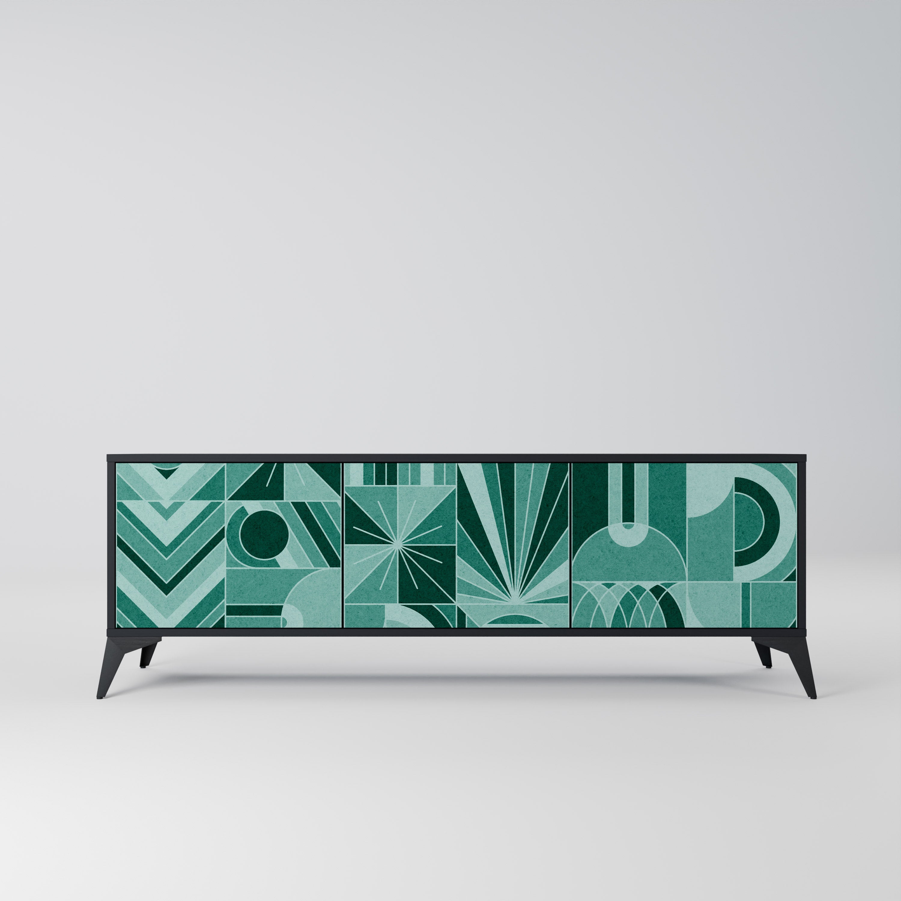 HARMONIC GRID 3-Door TV Stand in Black Finish