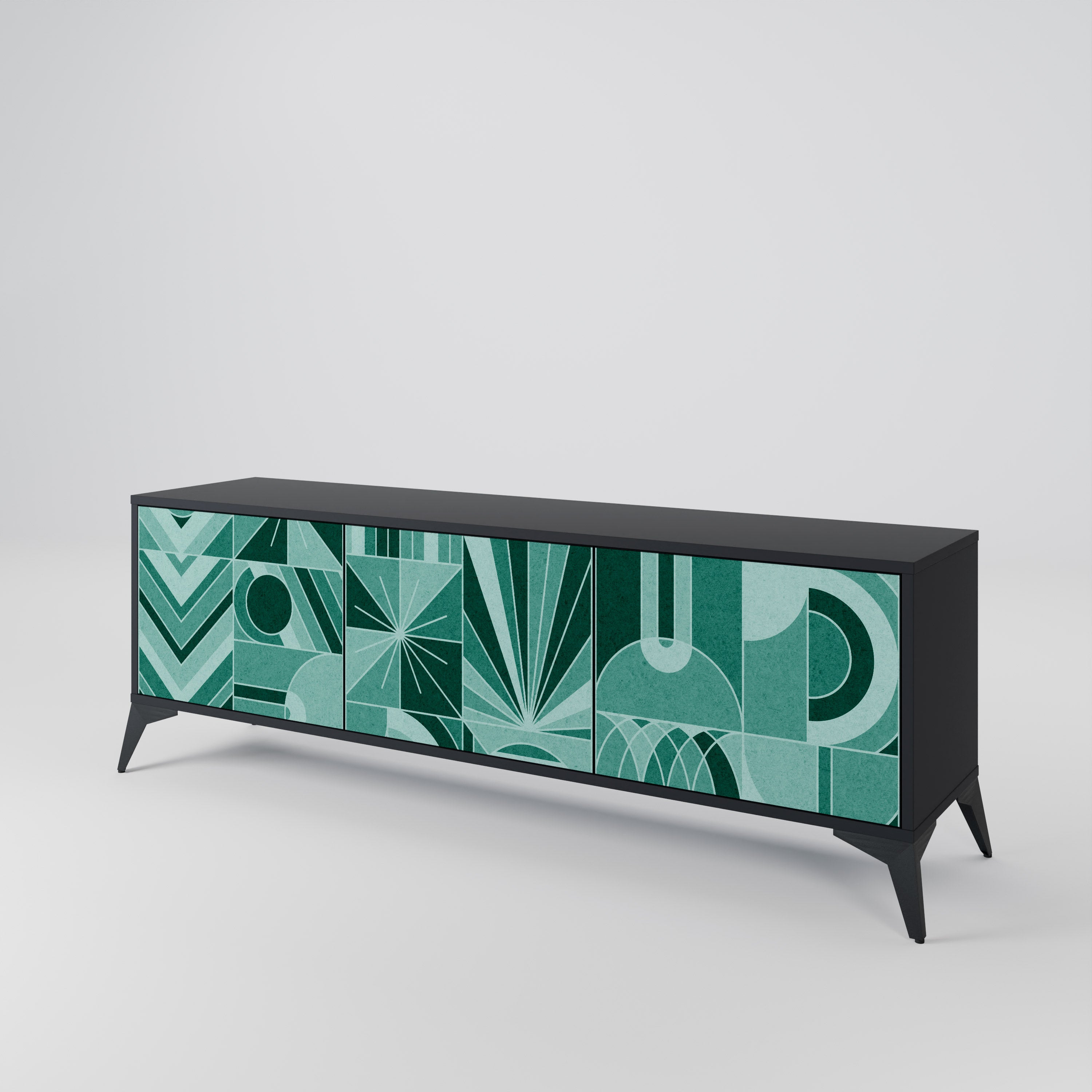 HARMONIC GRID 3-Door TV Stand in Black Finish