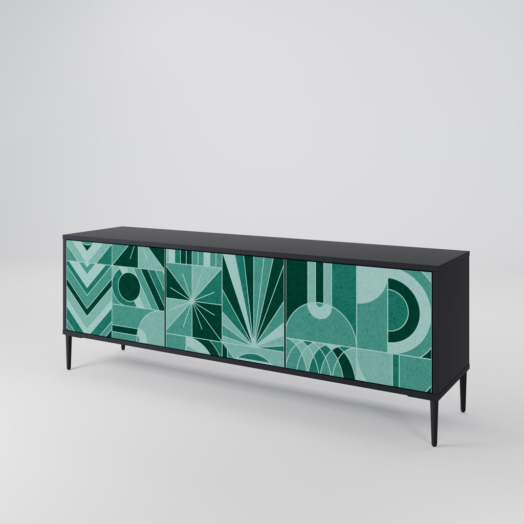 HARMONIC GRID 3-Door TV Stand in Black Finish
