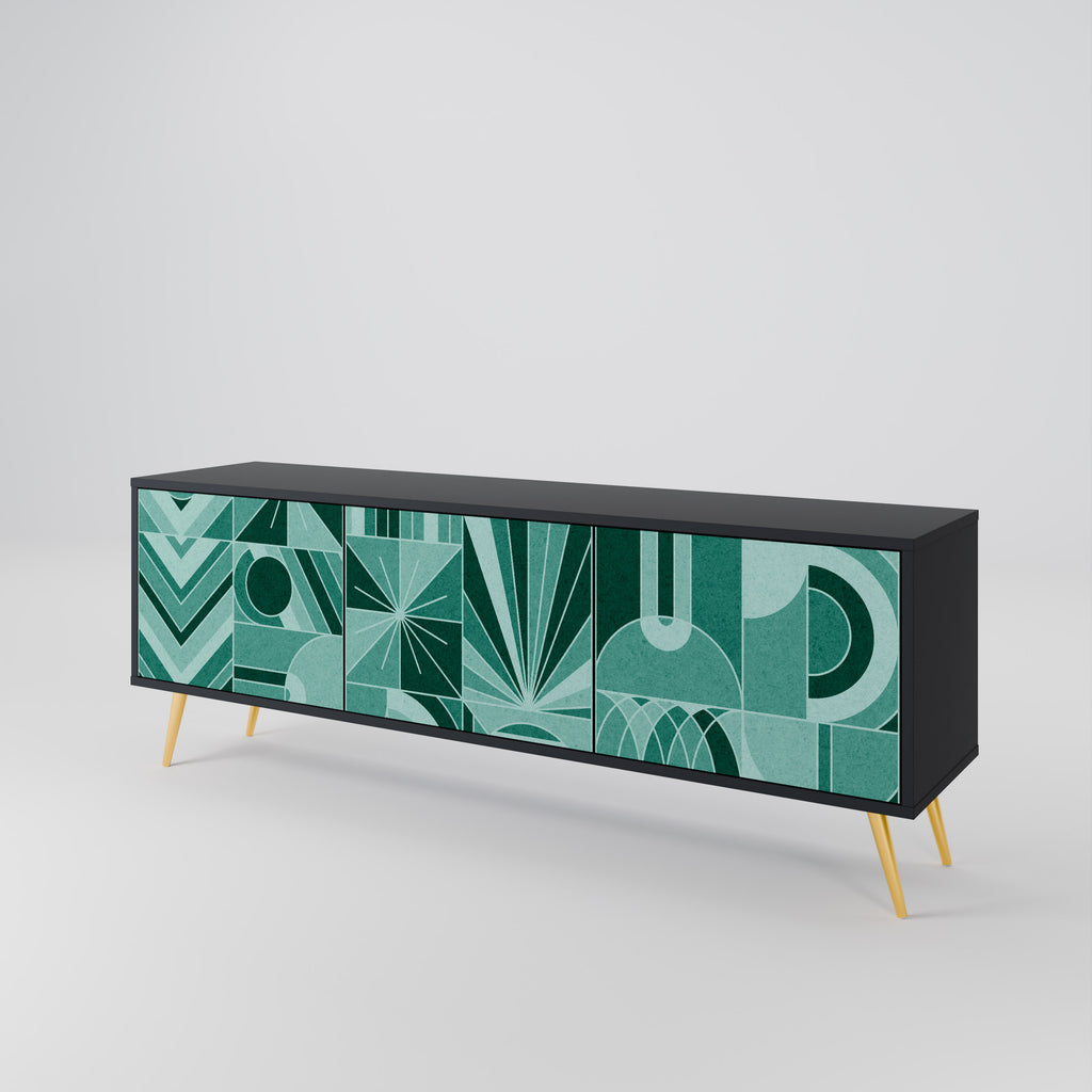 HARMONIC GRID 3-Door TV Stand in Black Finish