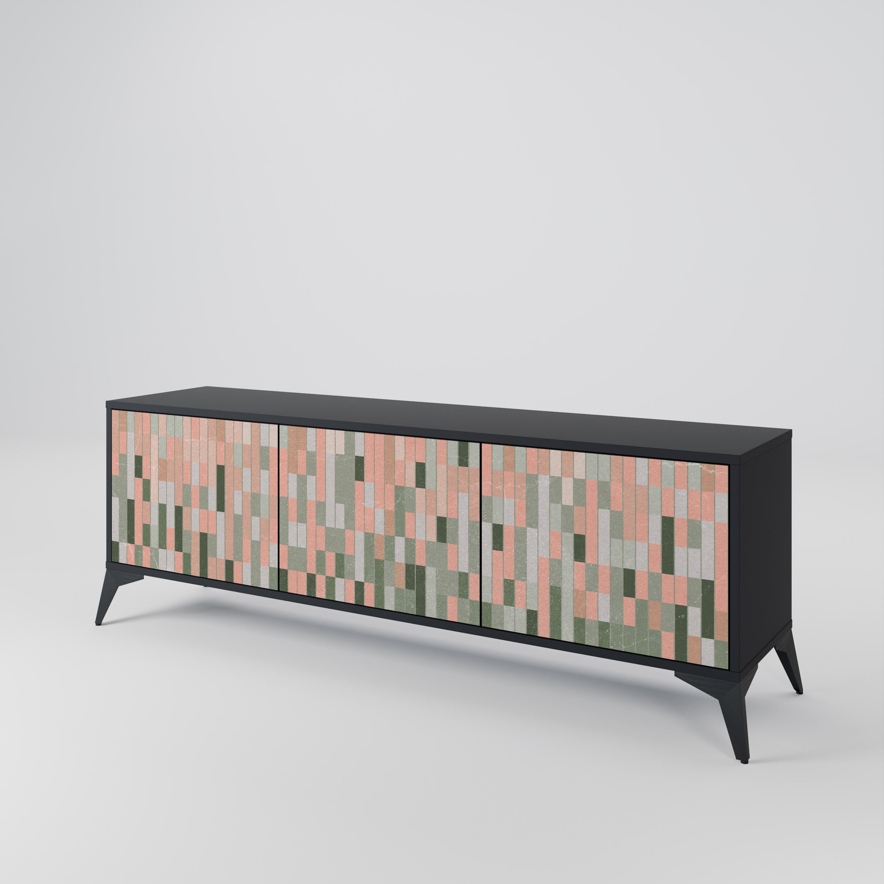 BUILDING THE FUTURE 3-Door TV Stand in Black Finish