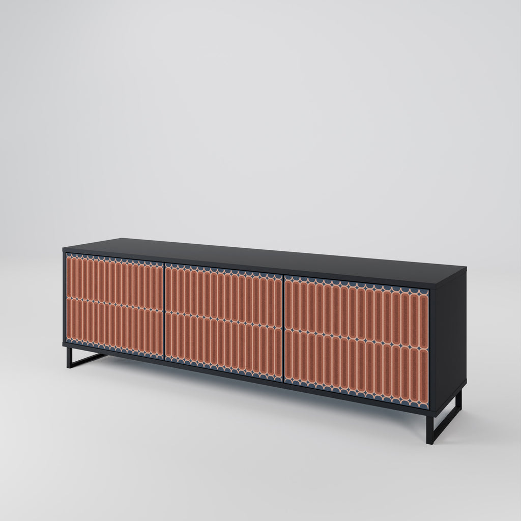HYPNOTIC GATE 3-Door TV Stand in Black Finish