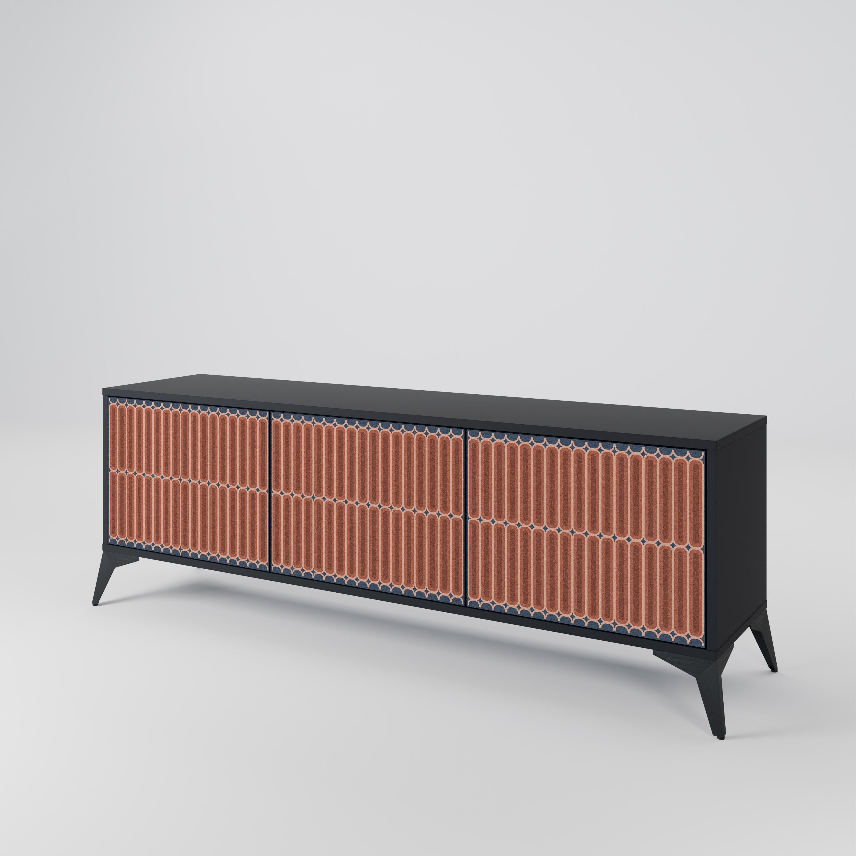HYPNOTIC GATE 3-Door TV Stand in Black Finish