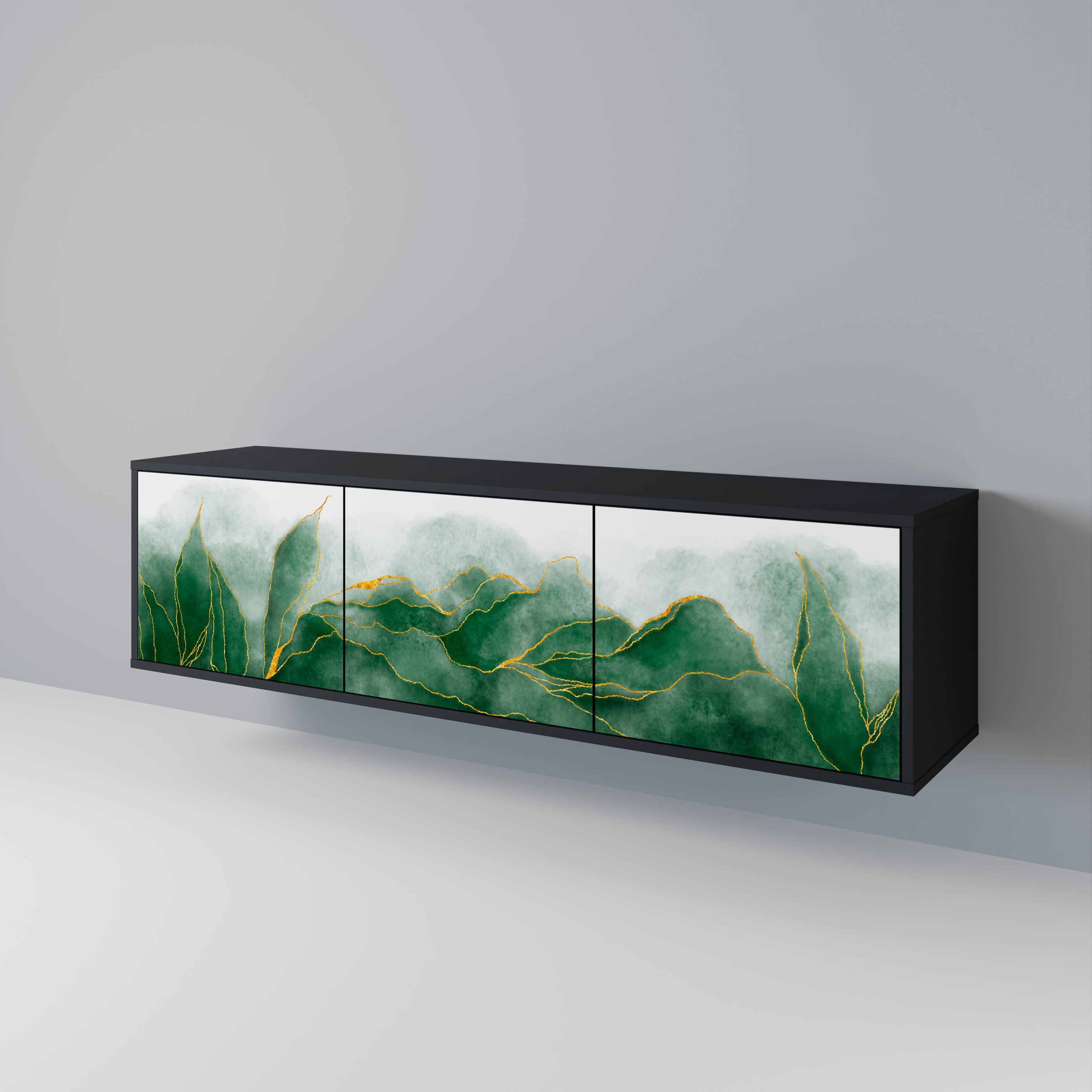 EXPENSIVE NATURE 3-Door TV Stand in Black Finish