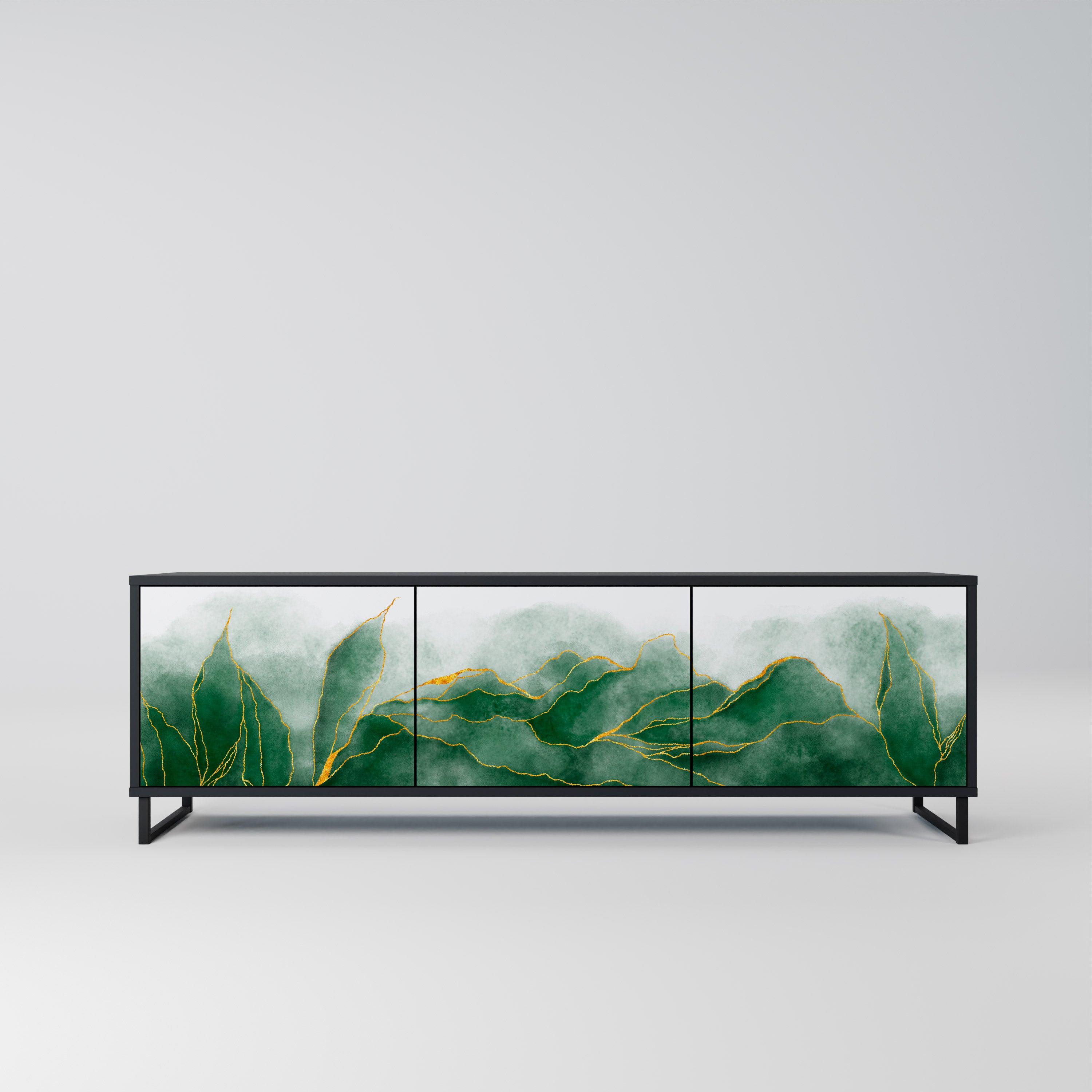EXPENSIVE NATURE 3-Door TV Stand in Black Finish