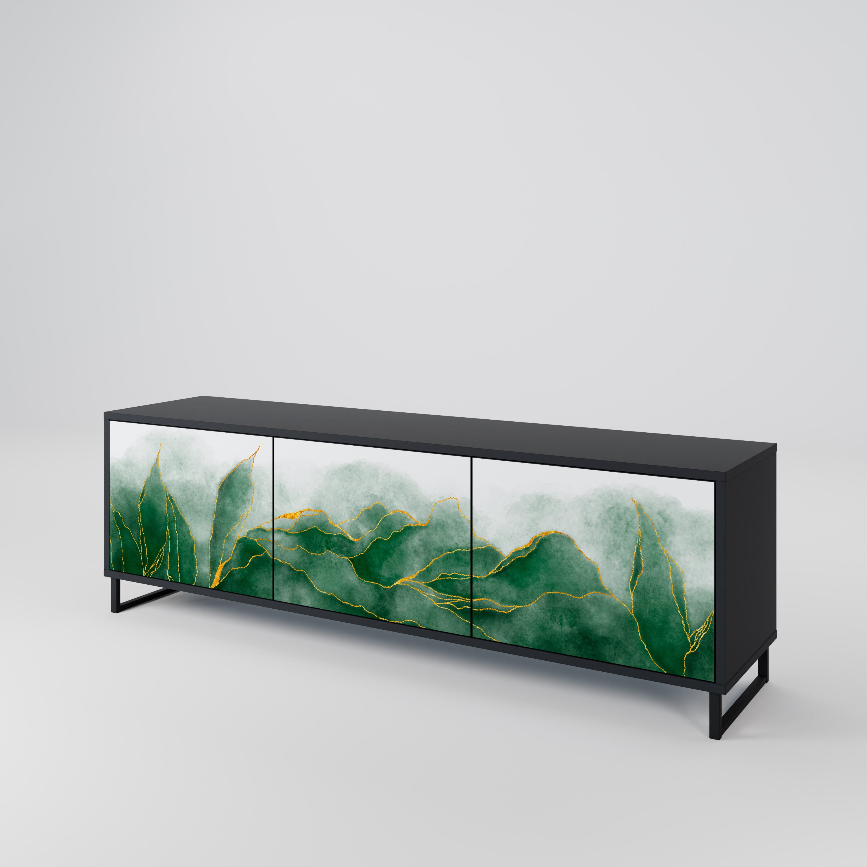 EXPENSIVE NATURE 3-Door TV Stand in Black Finish