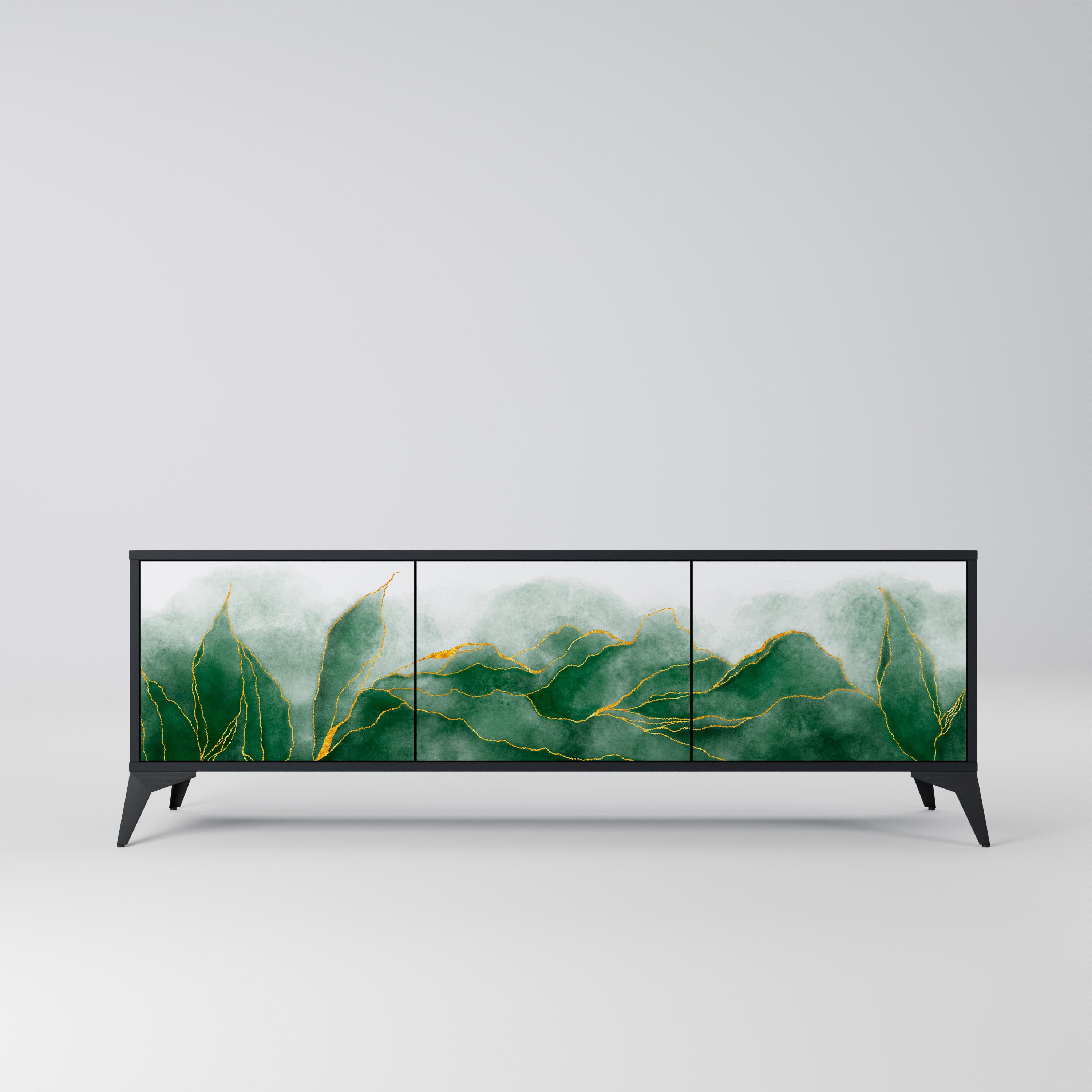 EXPENSIVE NATURE 3-Door TV Stand in Black Finish