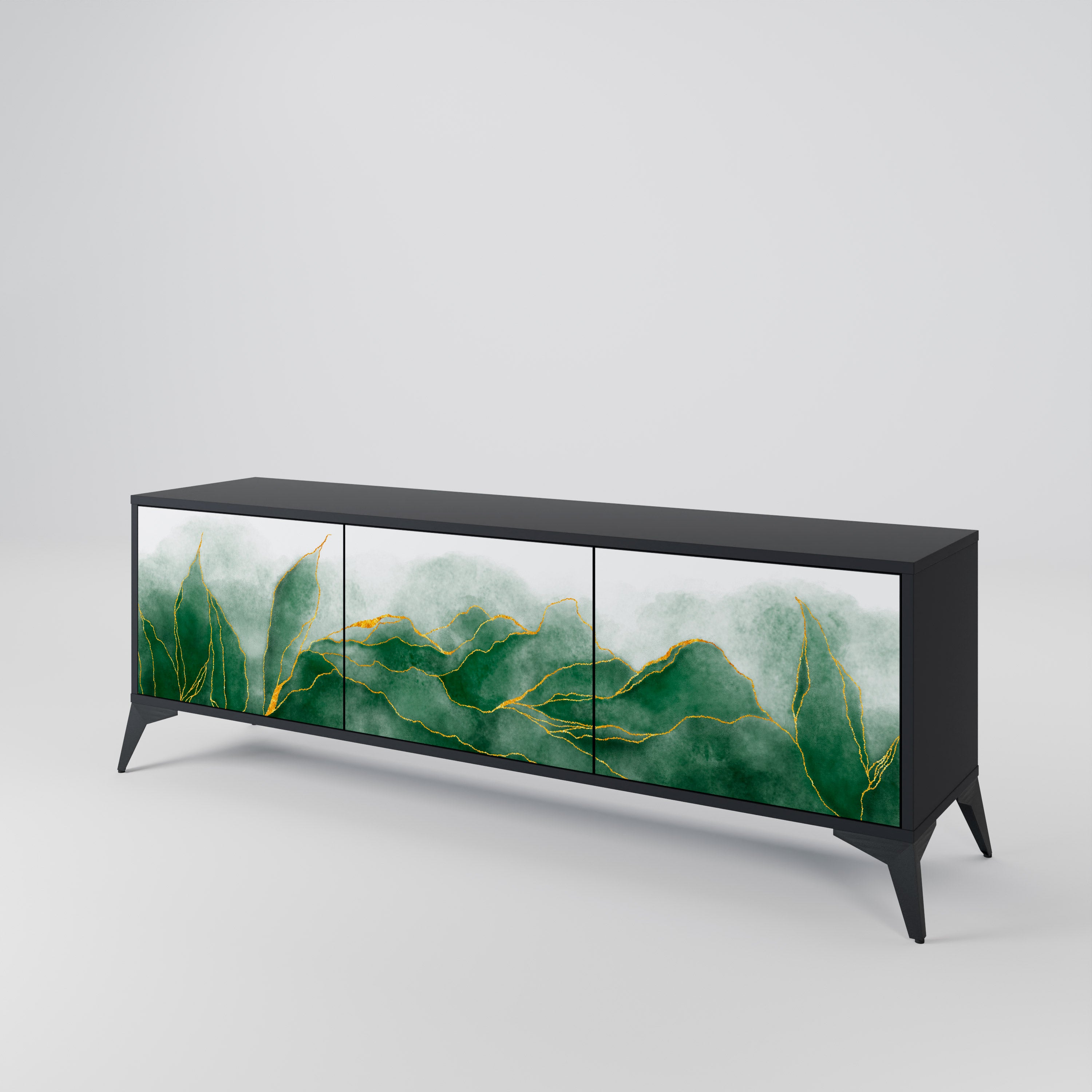 EXPENSIVE NATURE 3-Door TV Stand in Black Finish