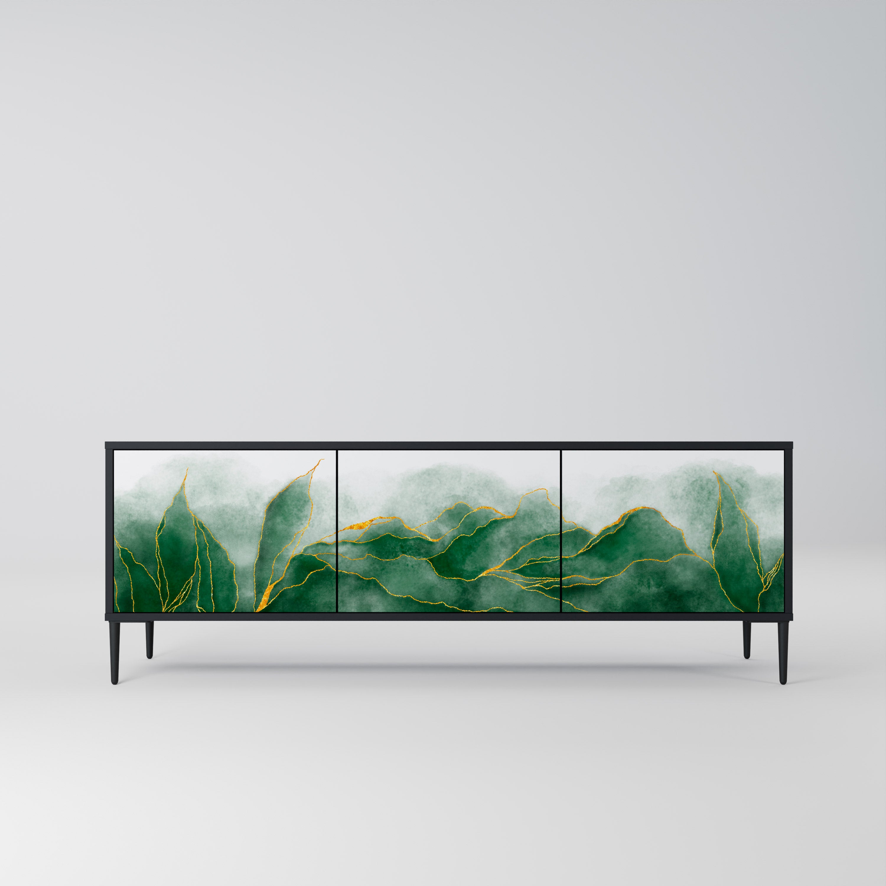 EXPENSIVE NATURE 3-Door TV Stand in Black Finish