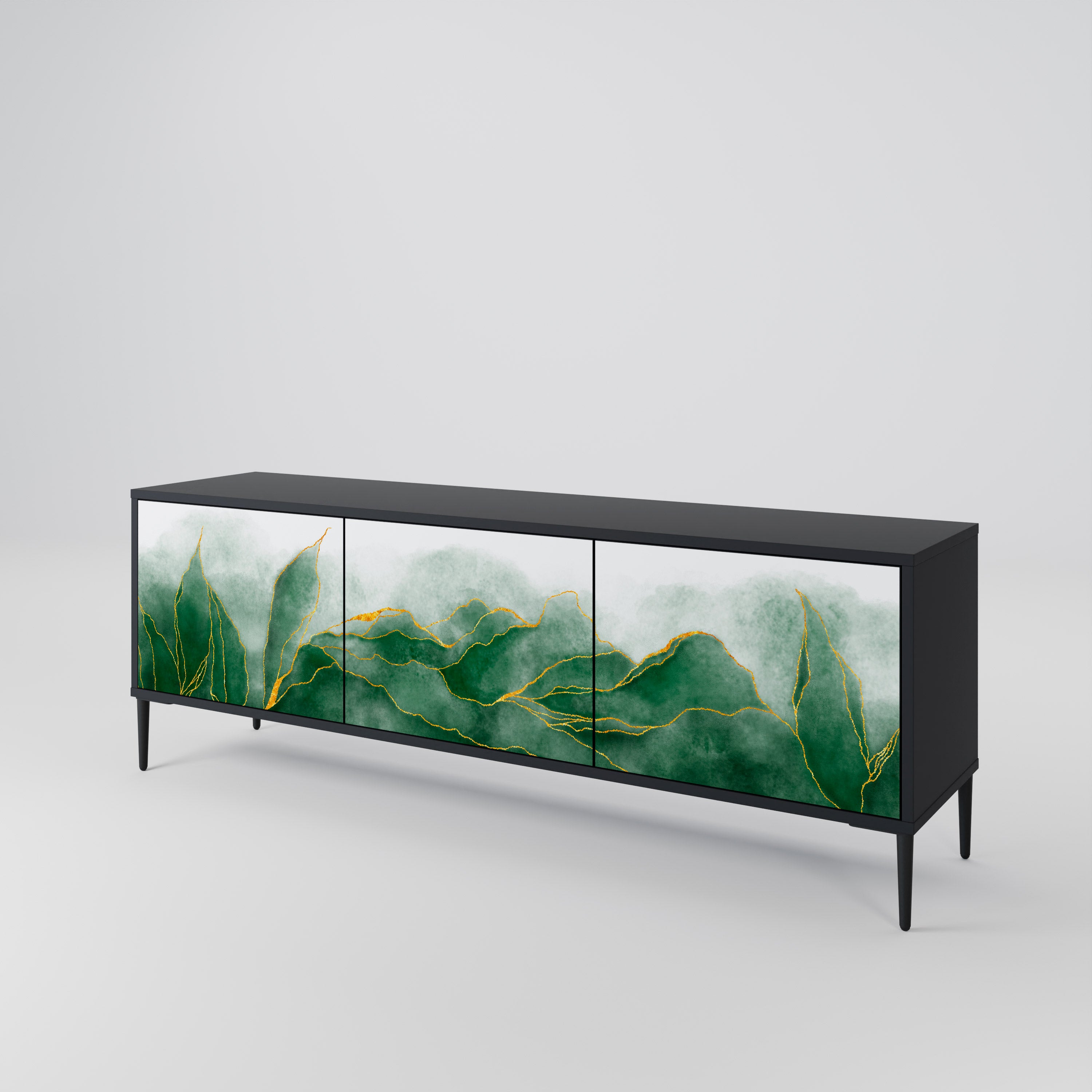 EXPENSIVE NATURE 3-Door TV Stand in Black Finish