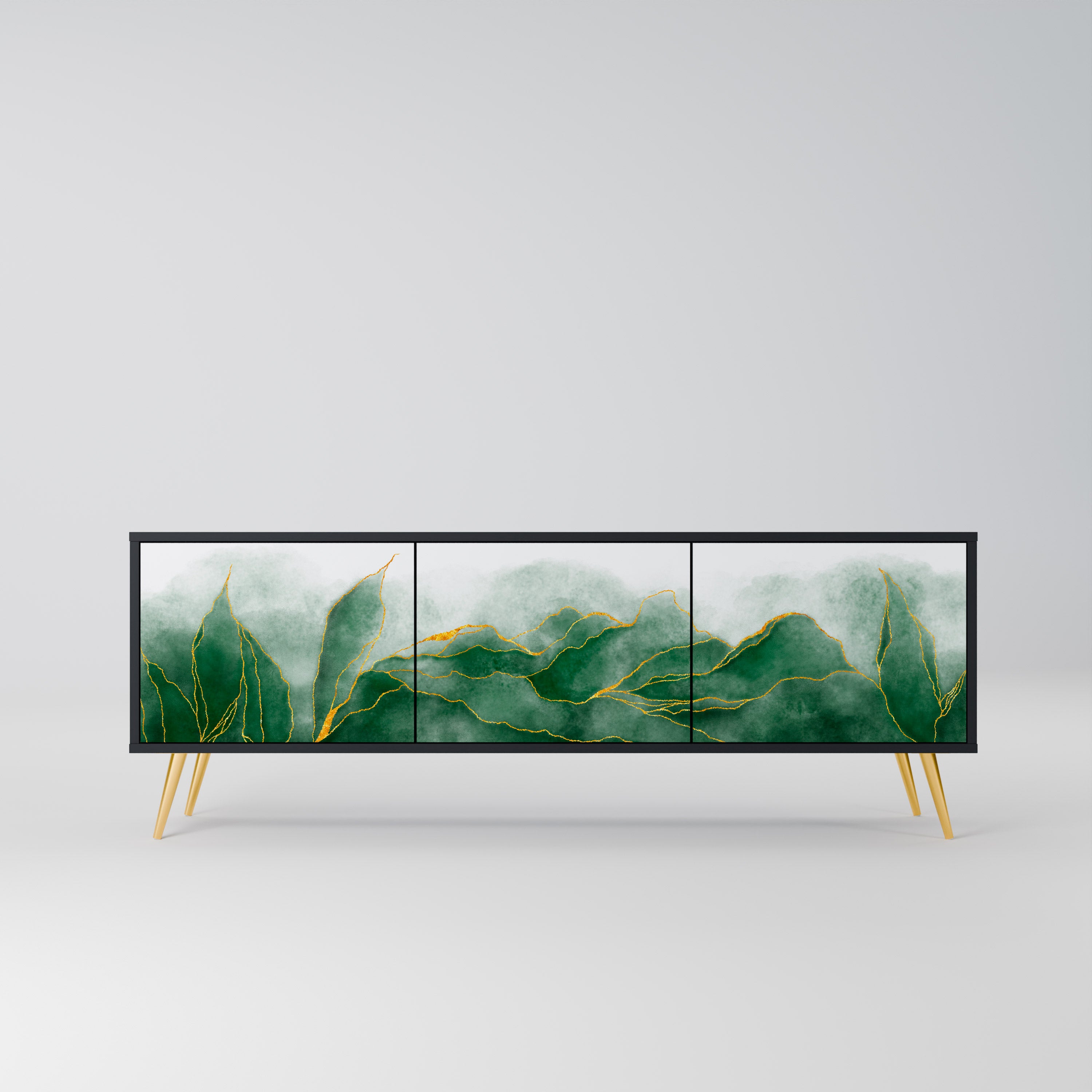 EXPENSIVE NATURE 3-Door TV Stand in Black Finish
