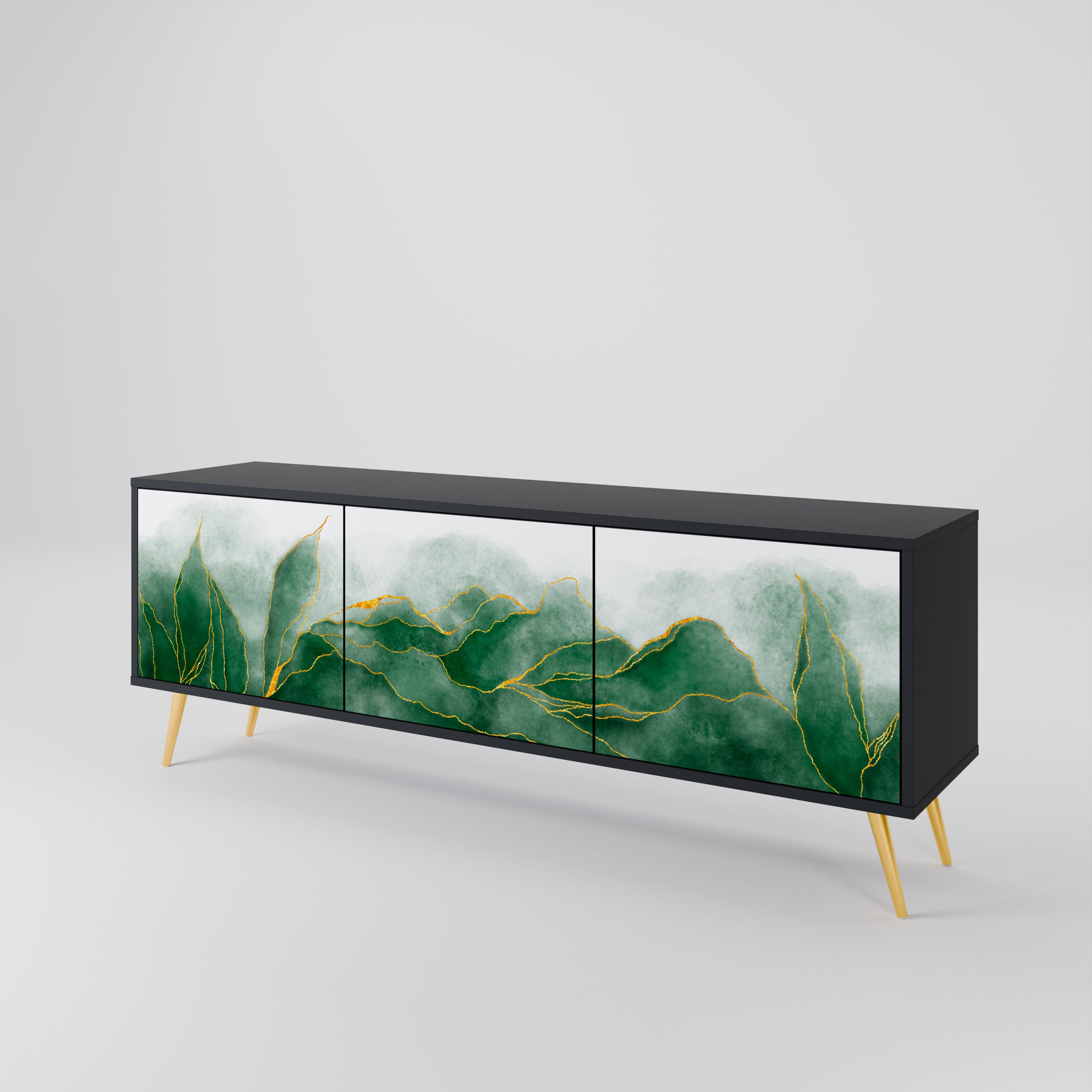 EXPENSIVE NATURE 3-Door TV Stand in Black Finish