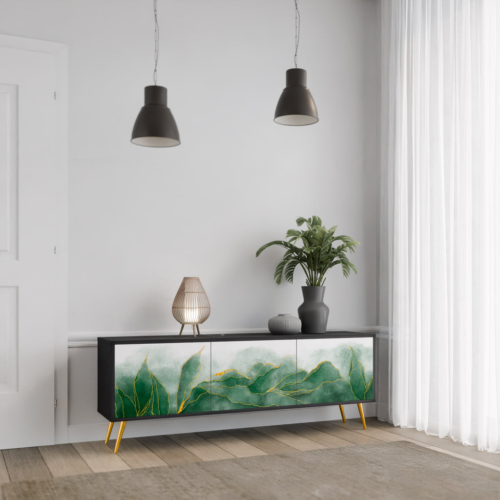 EXPENSIVE NATURE 3-Door TV Stand in Black Finish