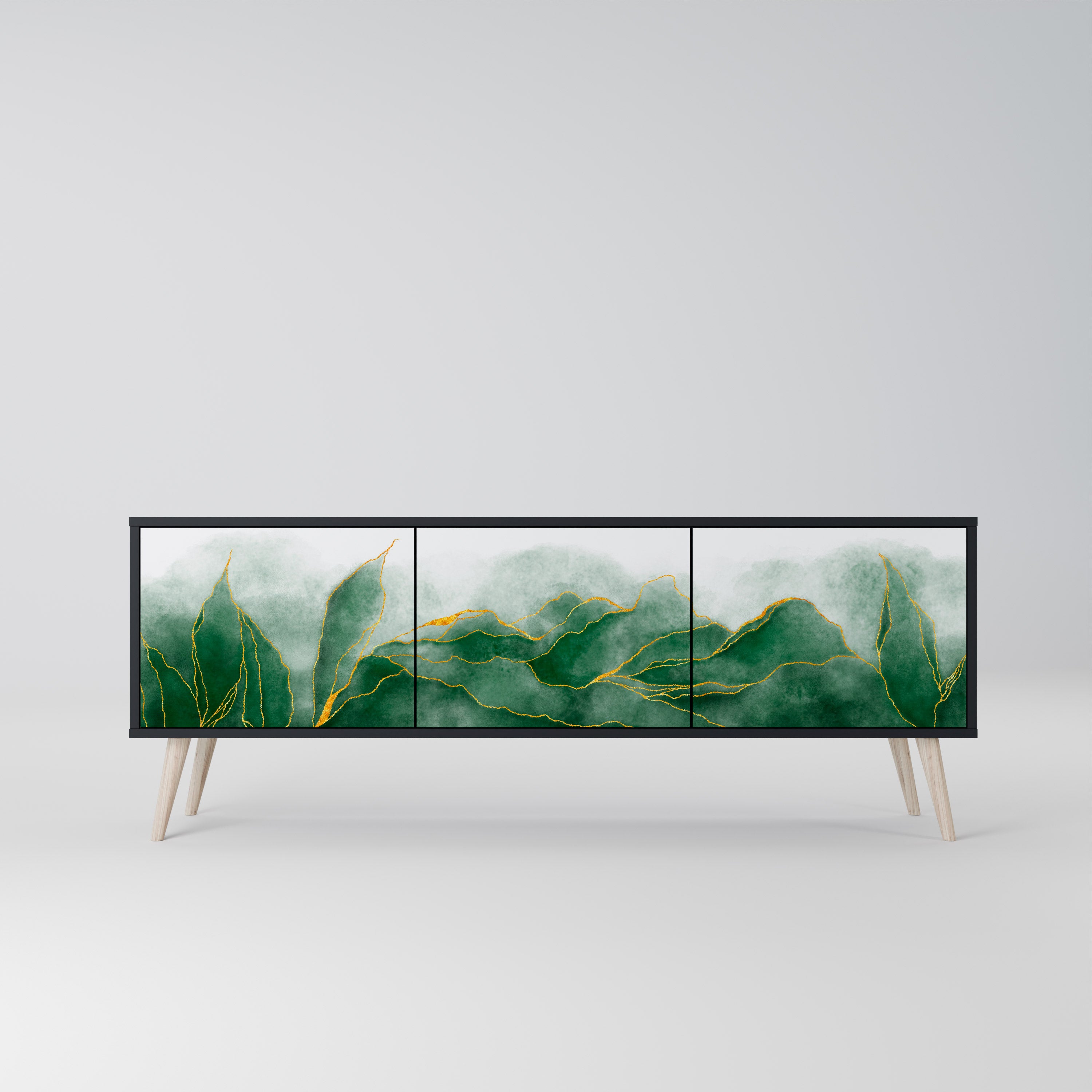 EXPENSIVE NATURE 3-Door TV Stand in Black Finish
