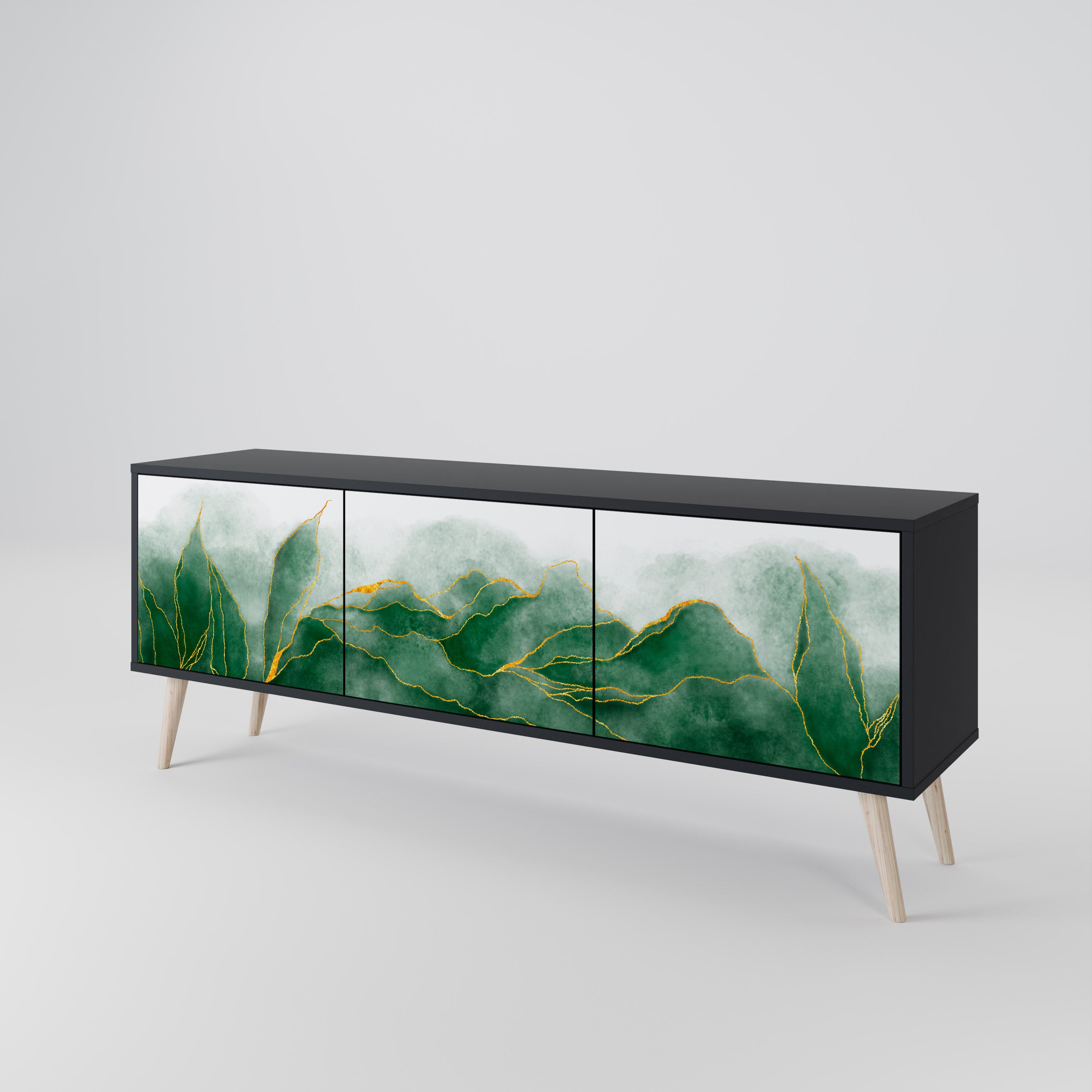 EXPENSIVE NATURE 3-Door TV Stand in Black Finish