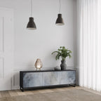 MUTED ARC 3-Door TV Stand in Black Finish