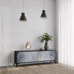 MUTED ARC 3-Door TV Stand in Black Finish