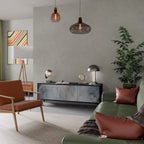 MUTED ARC 3-Door TV Stand in Black Finish