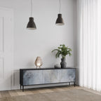 MUTED ARC 3-Door TV Stand in Black Finish