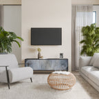 MUTED ARC 3-Door TV Stand in Black Finish