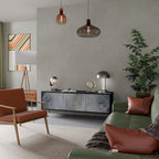 MUTED ARC 3-Door TV Stand in Black Finish