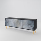 MUTED ARC 3-Door TV Stand in Black Finish