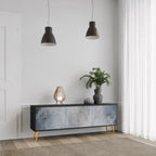 MUTED ARC 3-Door TV Stand in Black Finish