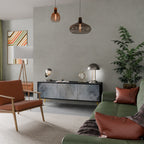 MUTED ARC 3-Door TV Stand in Black Finish