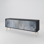 MUTED ARC 3-Door TV Stand in Black Finish