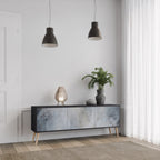 MUTED ARC 3-Door TV Stand in Black Finish