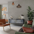 MUTED ARC 3-Door TV Stand in Black Finish