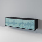 SKY WASH 3-Door TV Stand in Black Finish