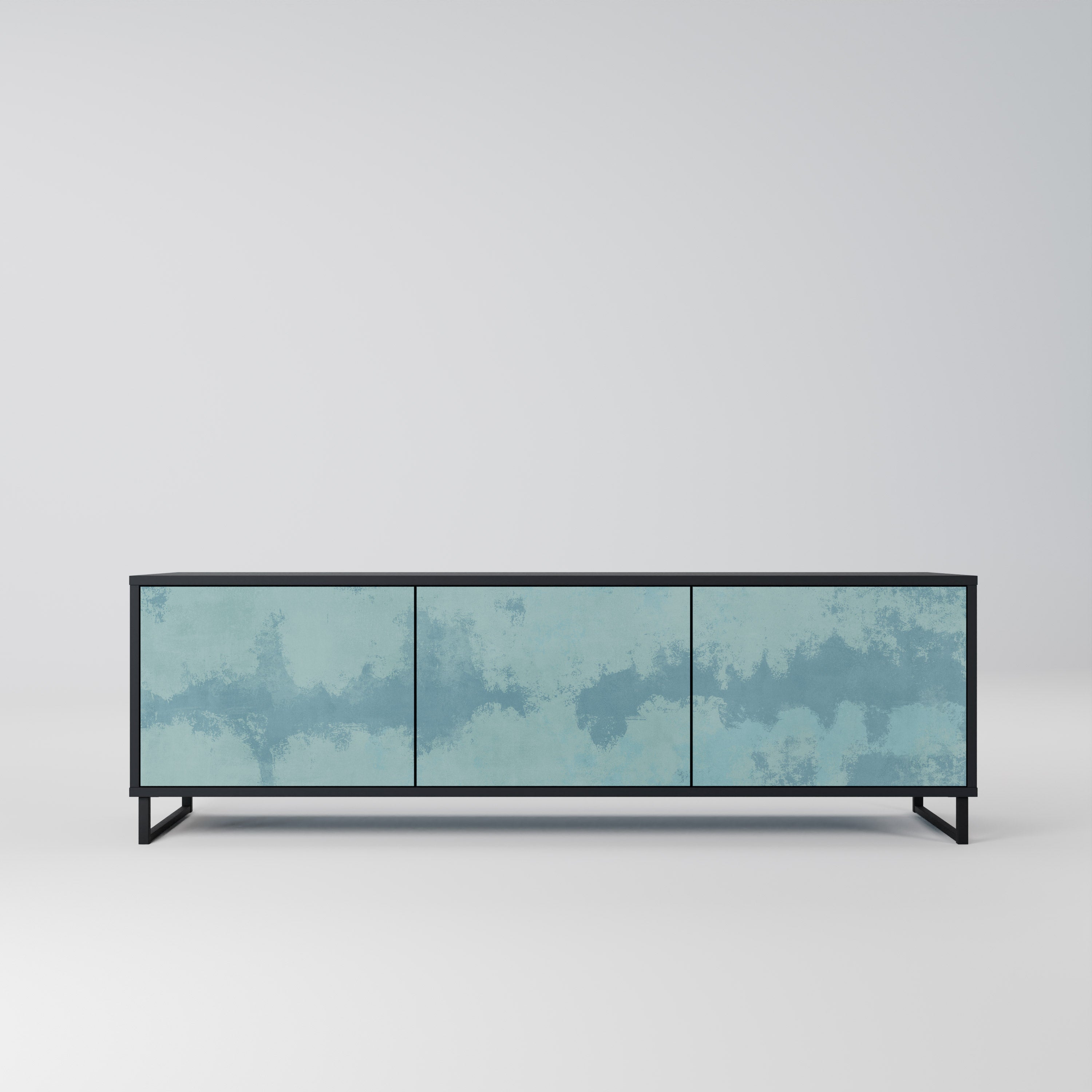 SKY WASH 3-Door TV Stand in Black Finish