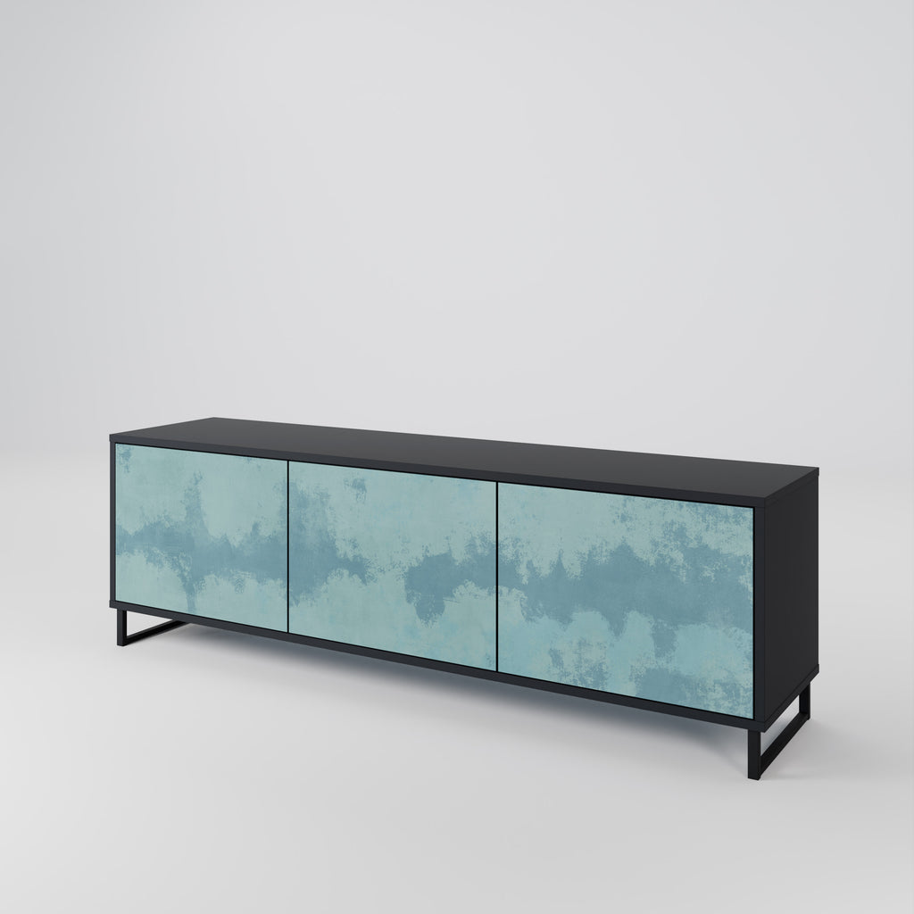 SKY WASH 3-Door TV Stand in Black Finish