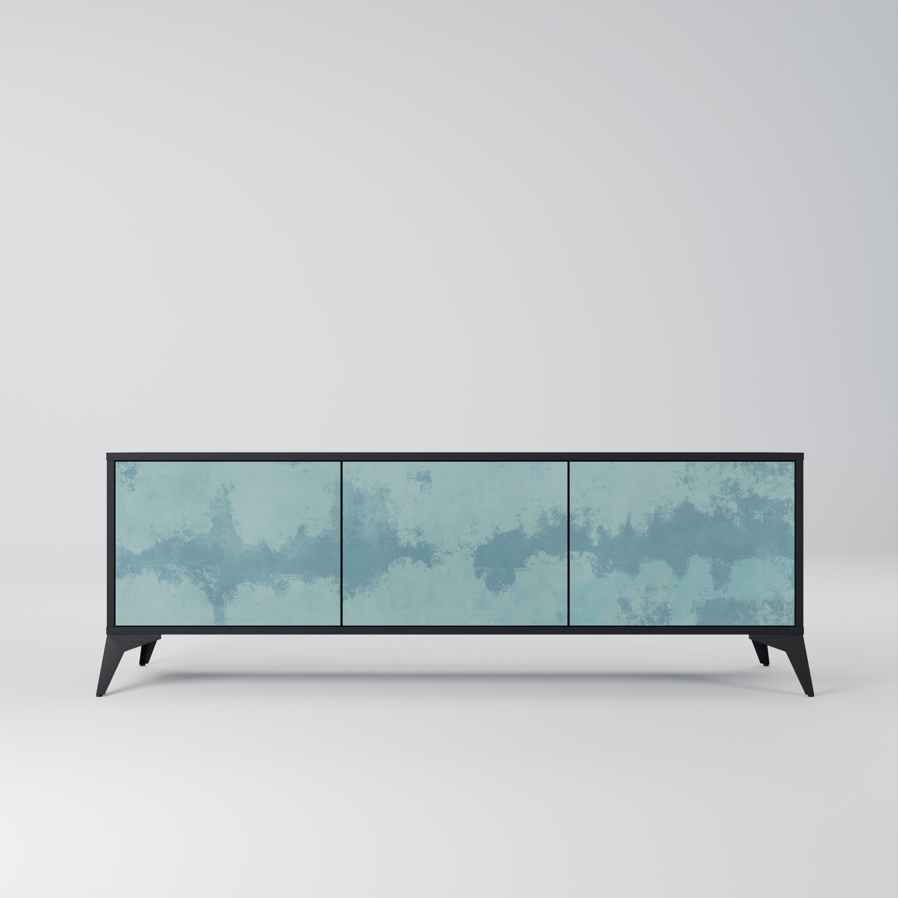 SKY WASH 3-Door TV Stand in Black Finish