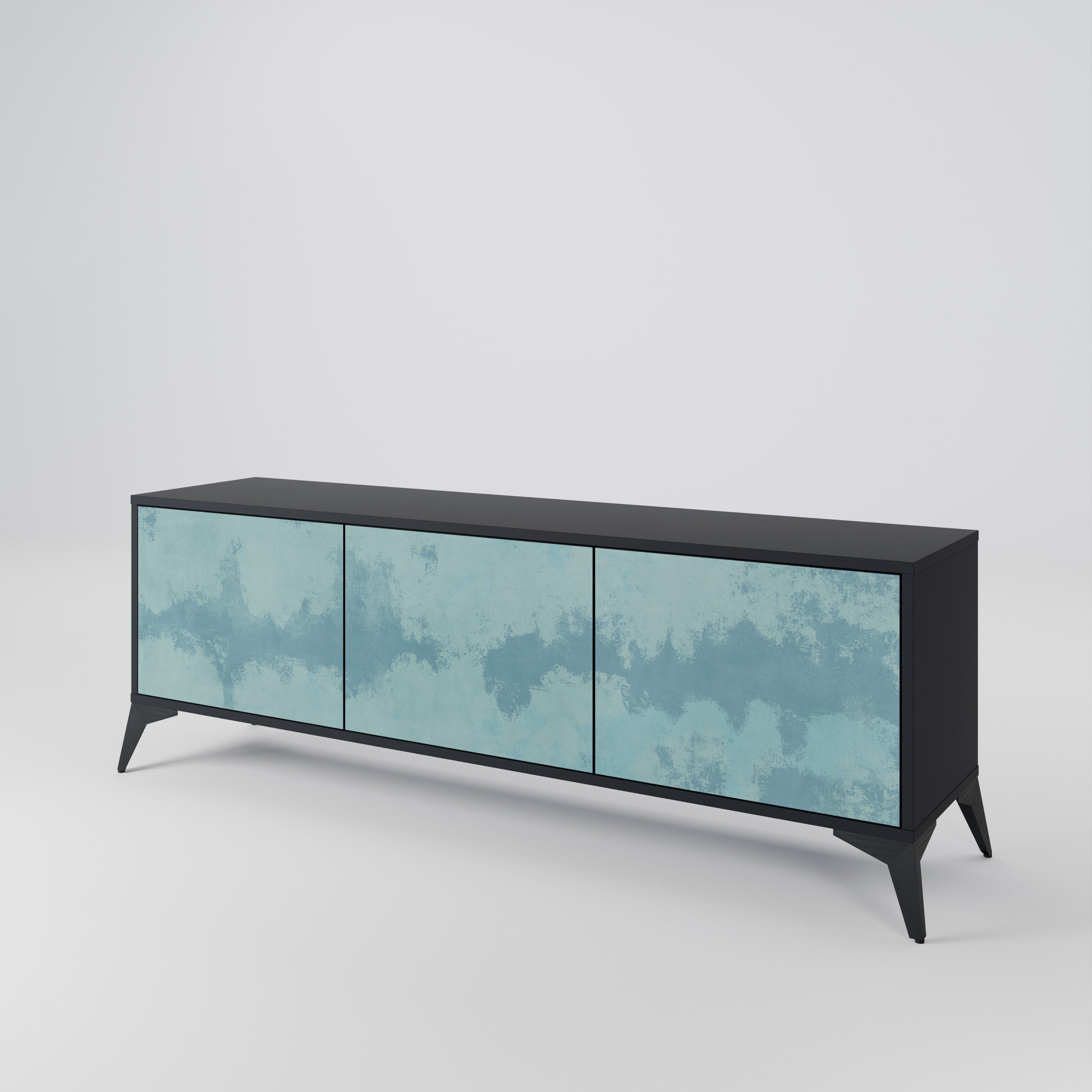 SKY WASH 3-Door TV Stand in Black Finish
