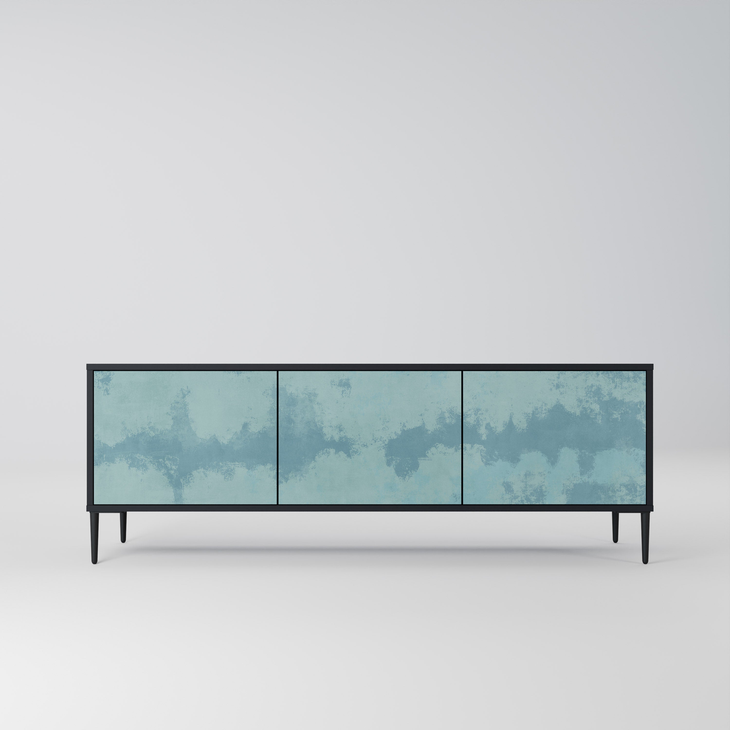 SKY WASH 3-Door TV Stand in Black Finish