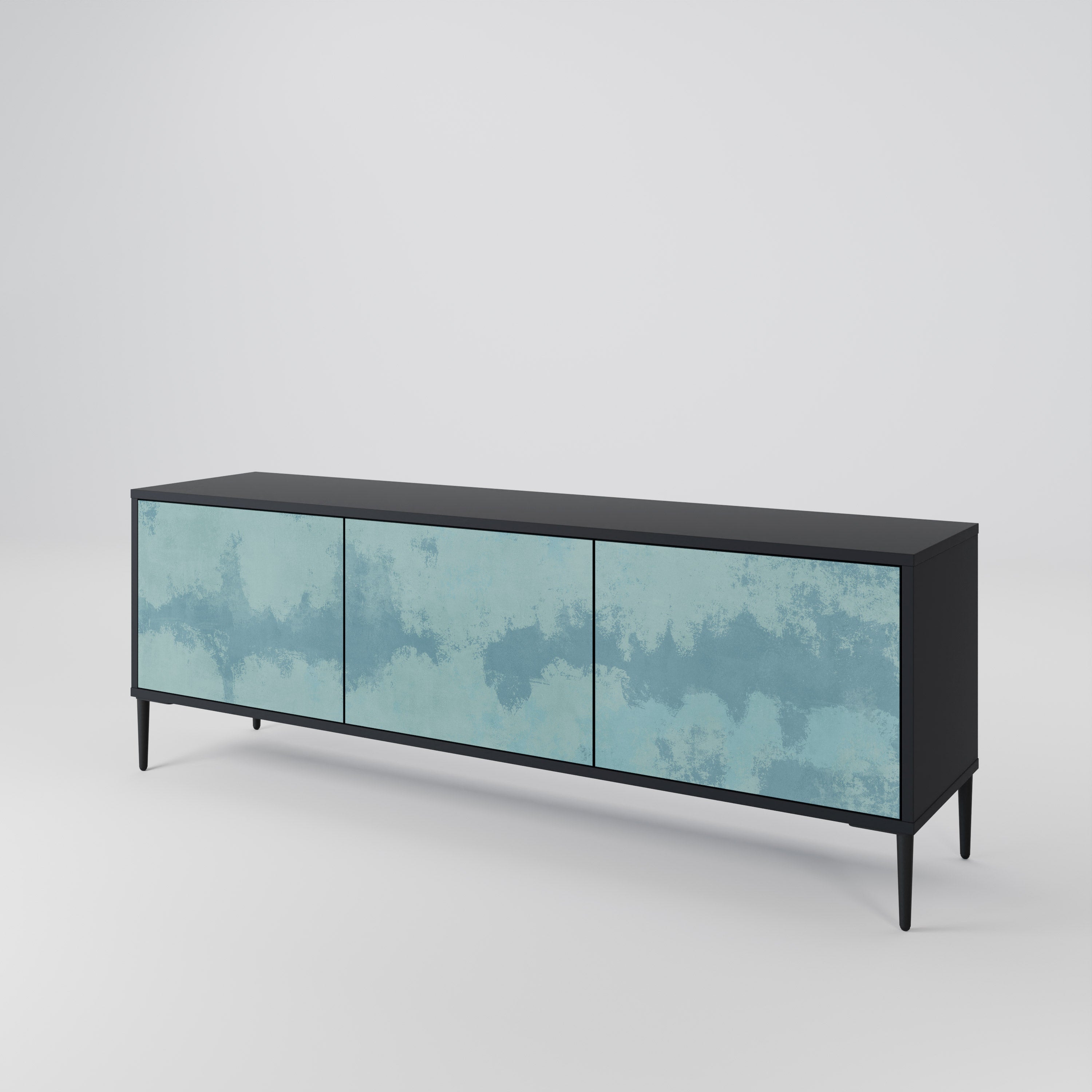 SKY WASH 3-Door TV Stand in Black Finish