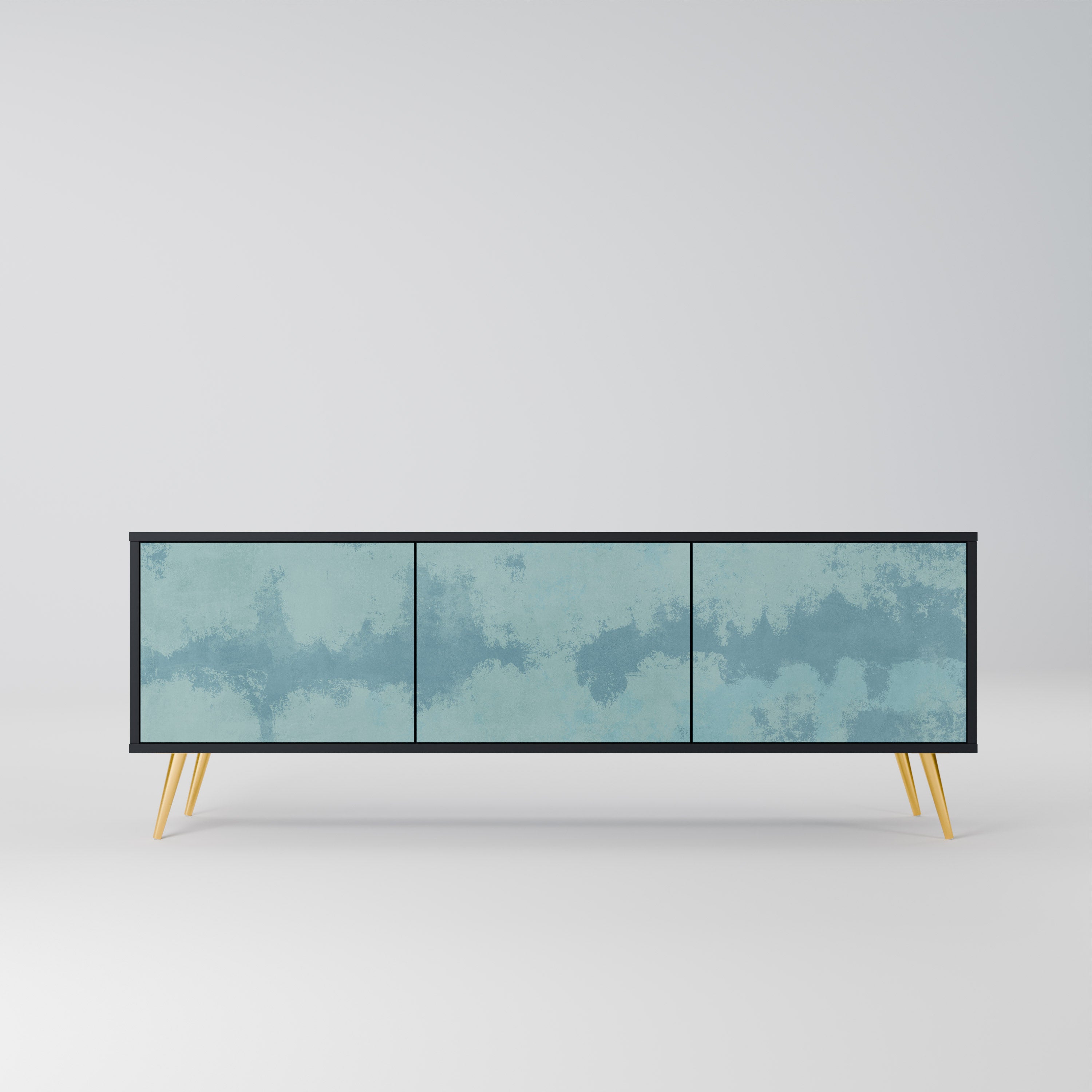 SKY WASH 3-Door TV Stand in Black Finish