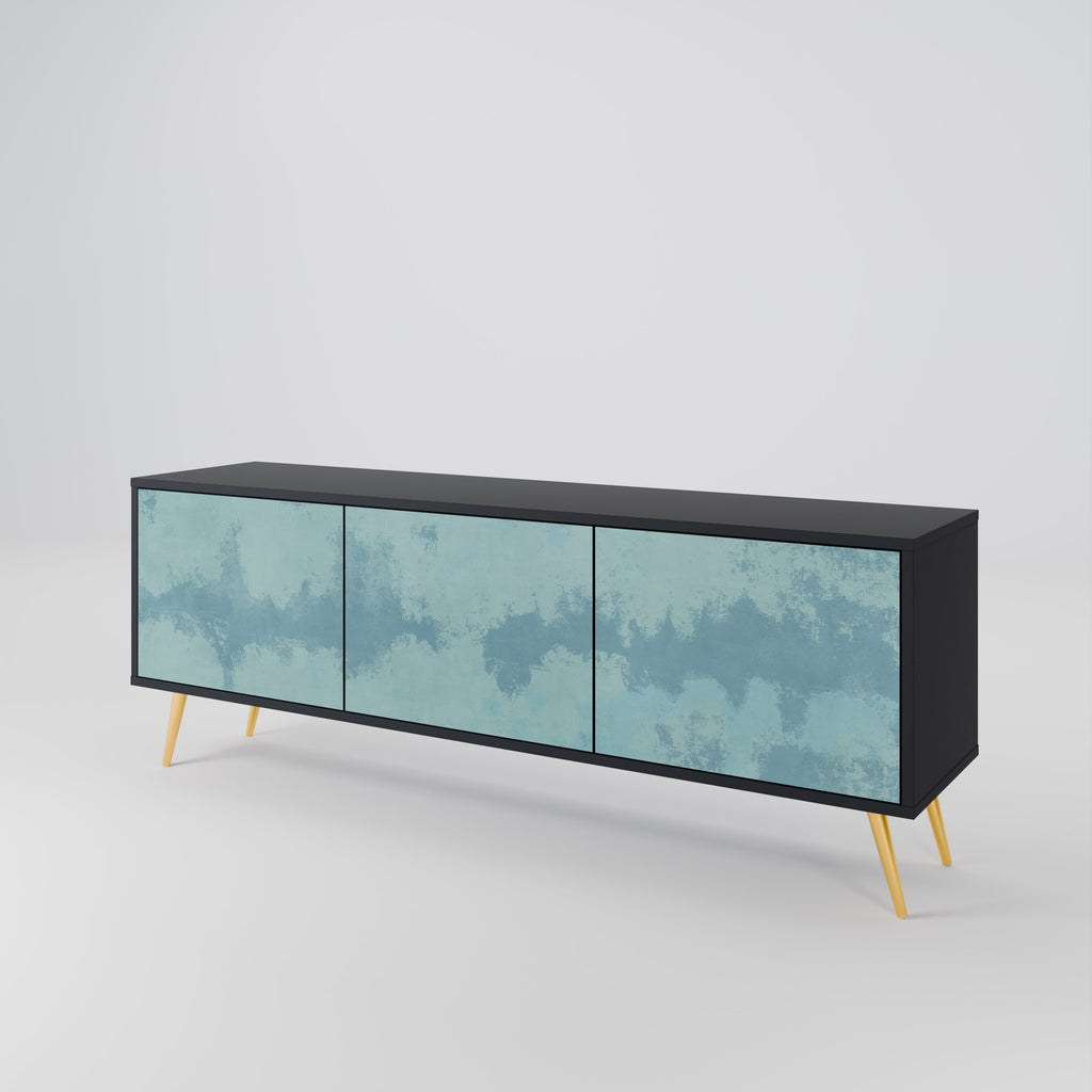 SKY WASH 3-Door TV Stand in Black Finish