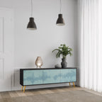 SKY WASH 3-Door TV Stand in Black Finish