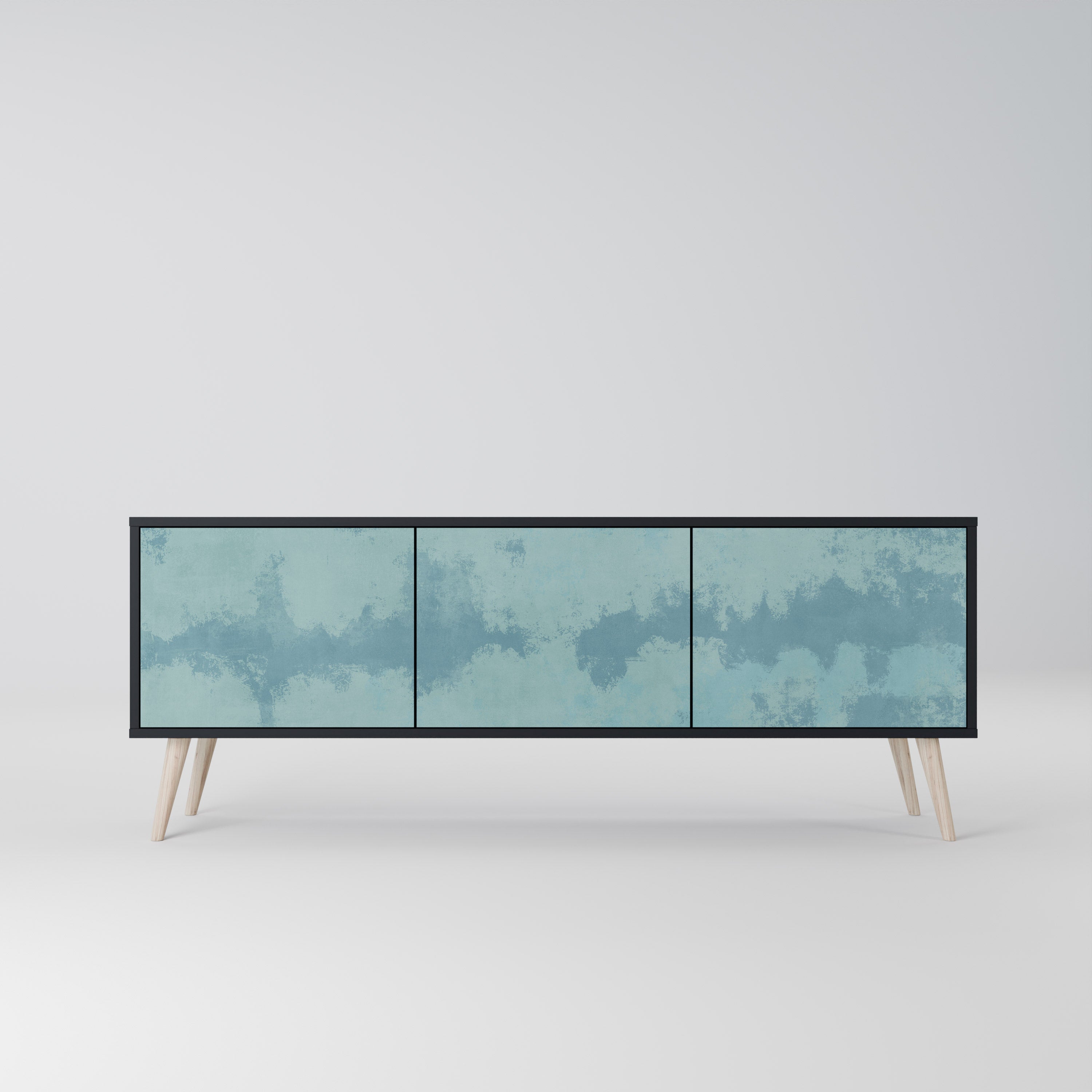 SKY WASH 3-Door TV Stand in Black Finish