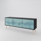 SKY WASH 3-Door TV Stand in Black Finish