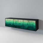 NORTHERN LIGHTS 3-Door TV Stand in Black Finish