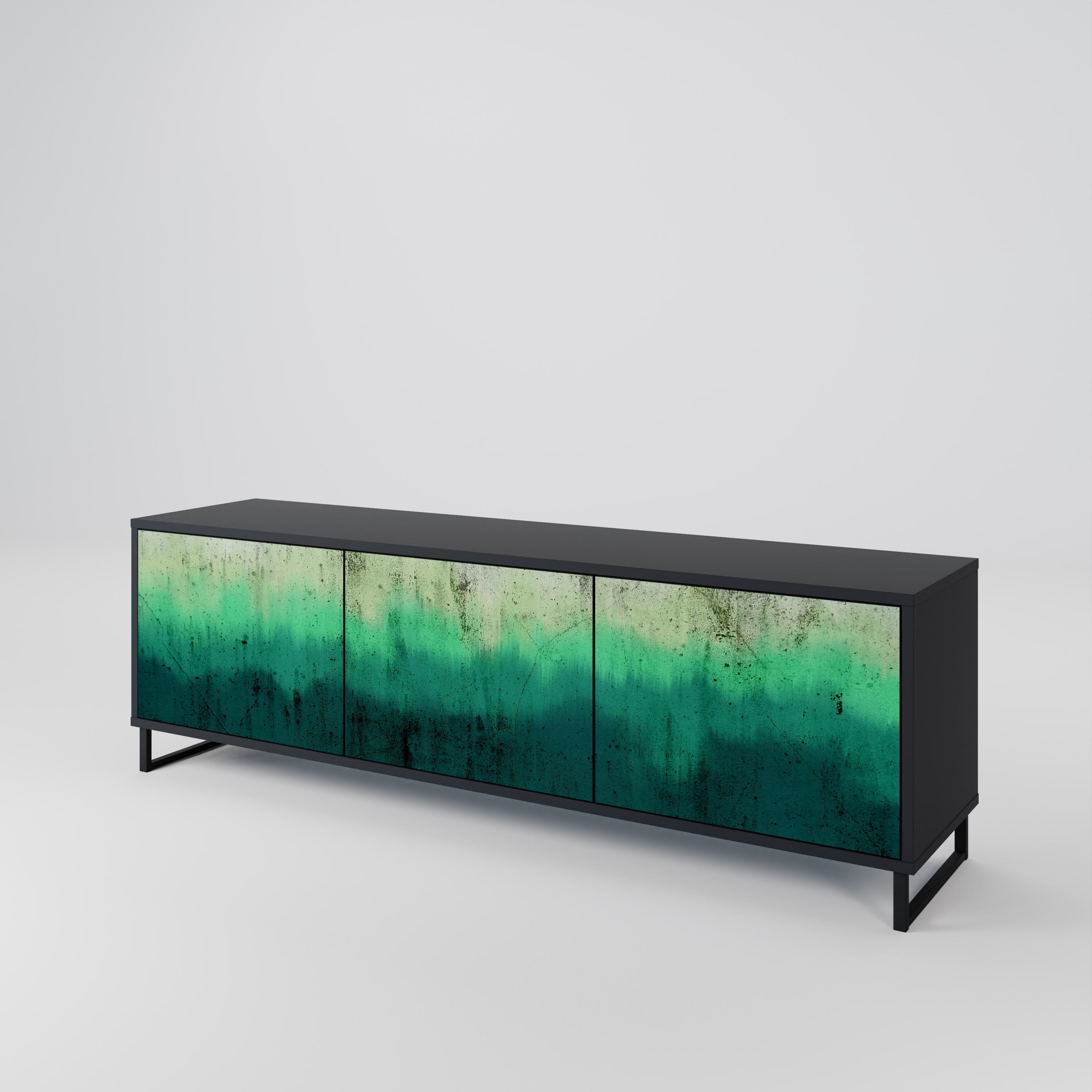 Mueble de TV de 3 puertas NORTHERN LIGHTS con acabado negro